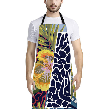 Exotic Patchwork Pattern Print Bib Apron With Pocket