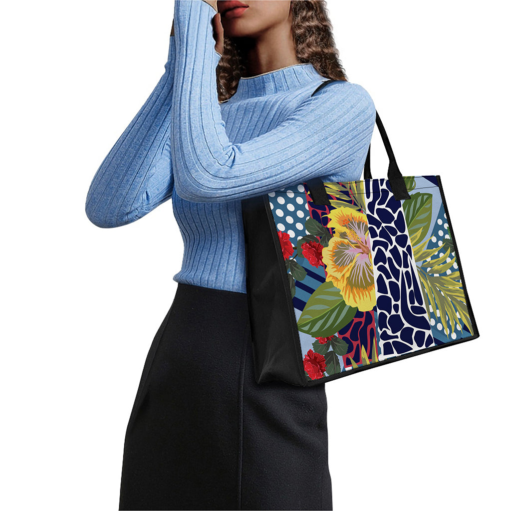 Exotic Patchwork Pattern Print Canvas Tote Bag