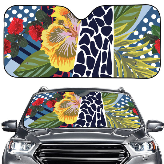 Exotic Patchwork Pattern Print Car Windshield Sun Shade