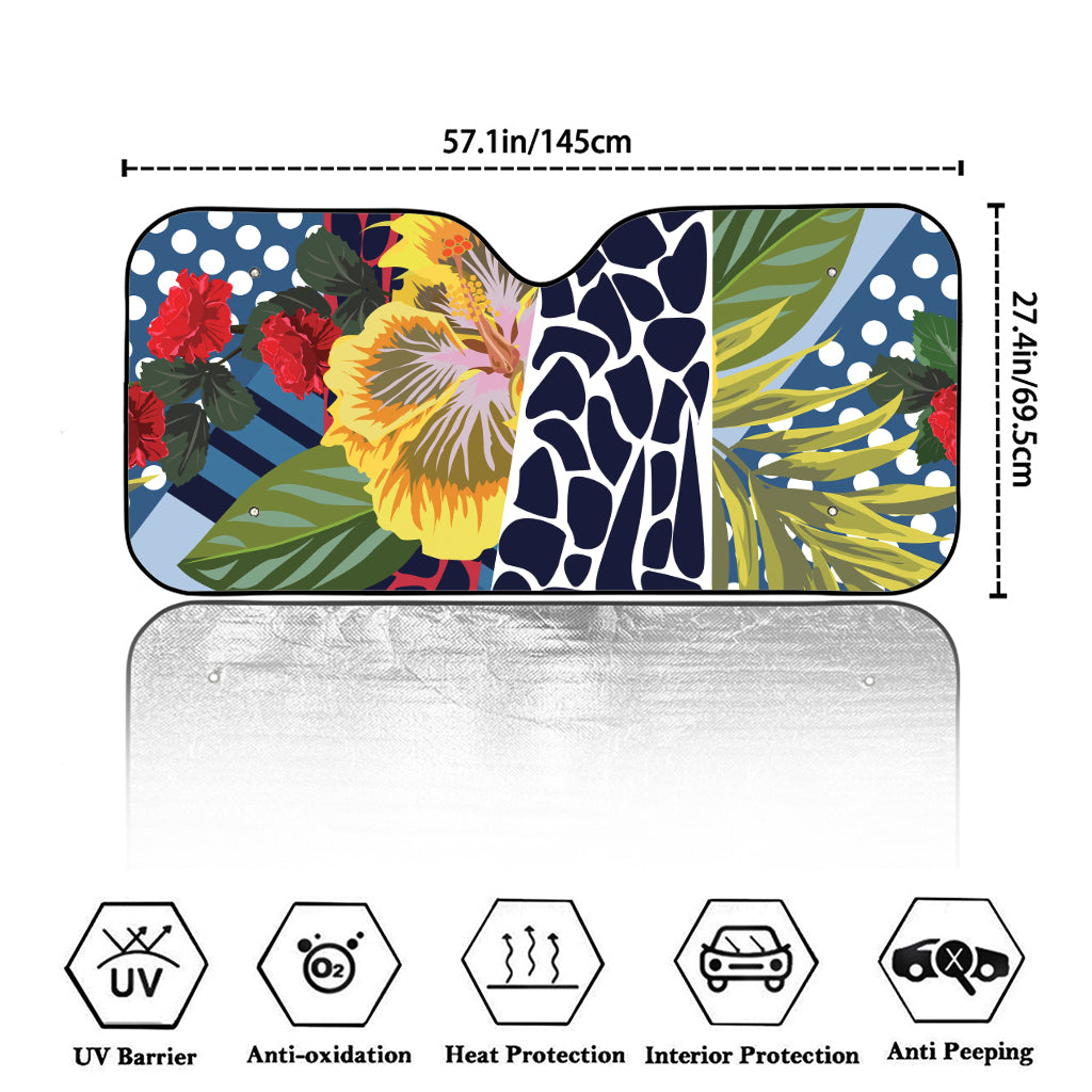 Exotic Patchwork Pattern Print Car Windshield Sun Shade