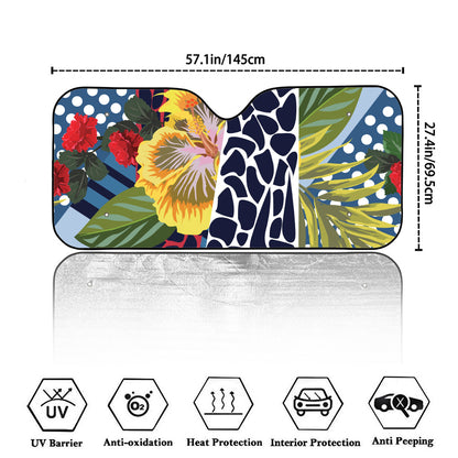 Exotic Patchwork Pattern Print Car Windshield Sun Shade