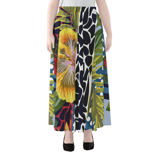 Exotic Patchwork Pattern Print Chiffon Maxi Skirt