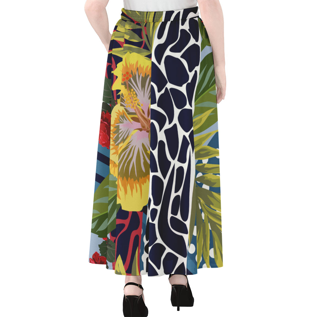Exotic Patchwork Pattern Print Chiffon Maxi Skirt