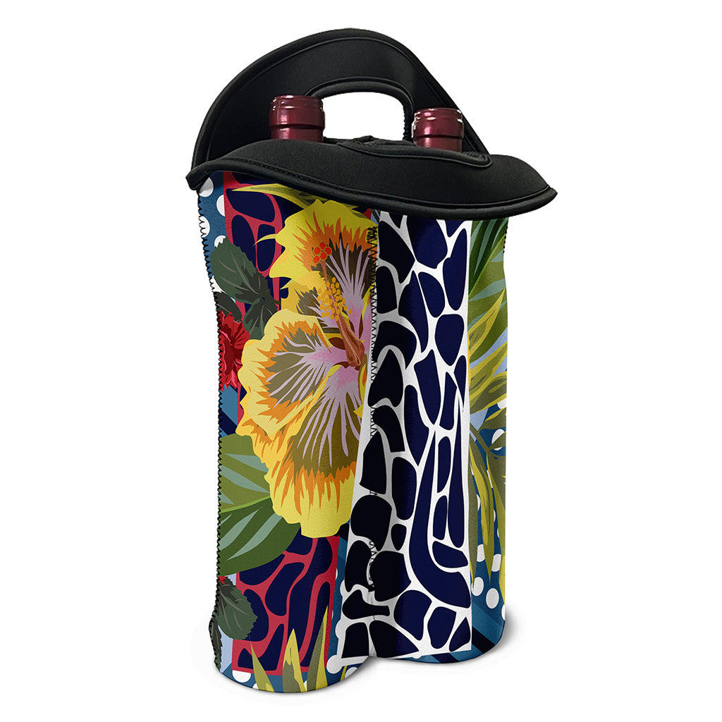 Exotic Patchwork Pattern Print Double Neoprene Wine Tote