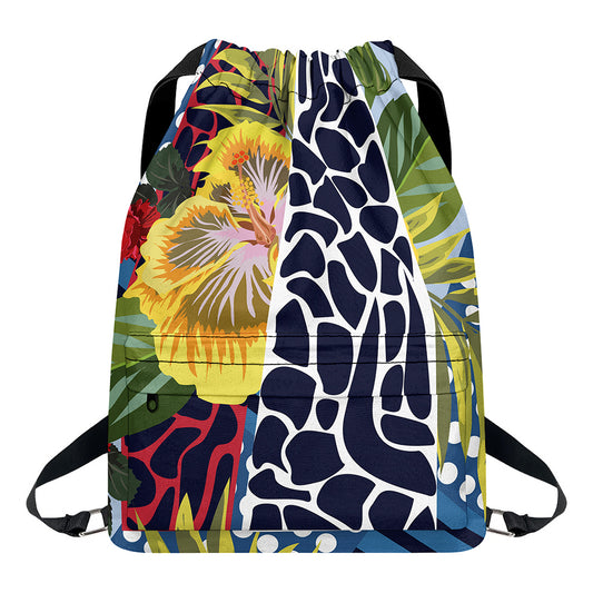 Exotic Patchwork Pattern Print Drawstring Backpack