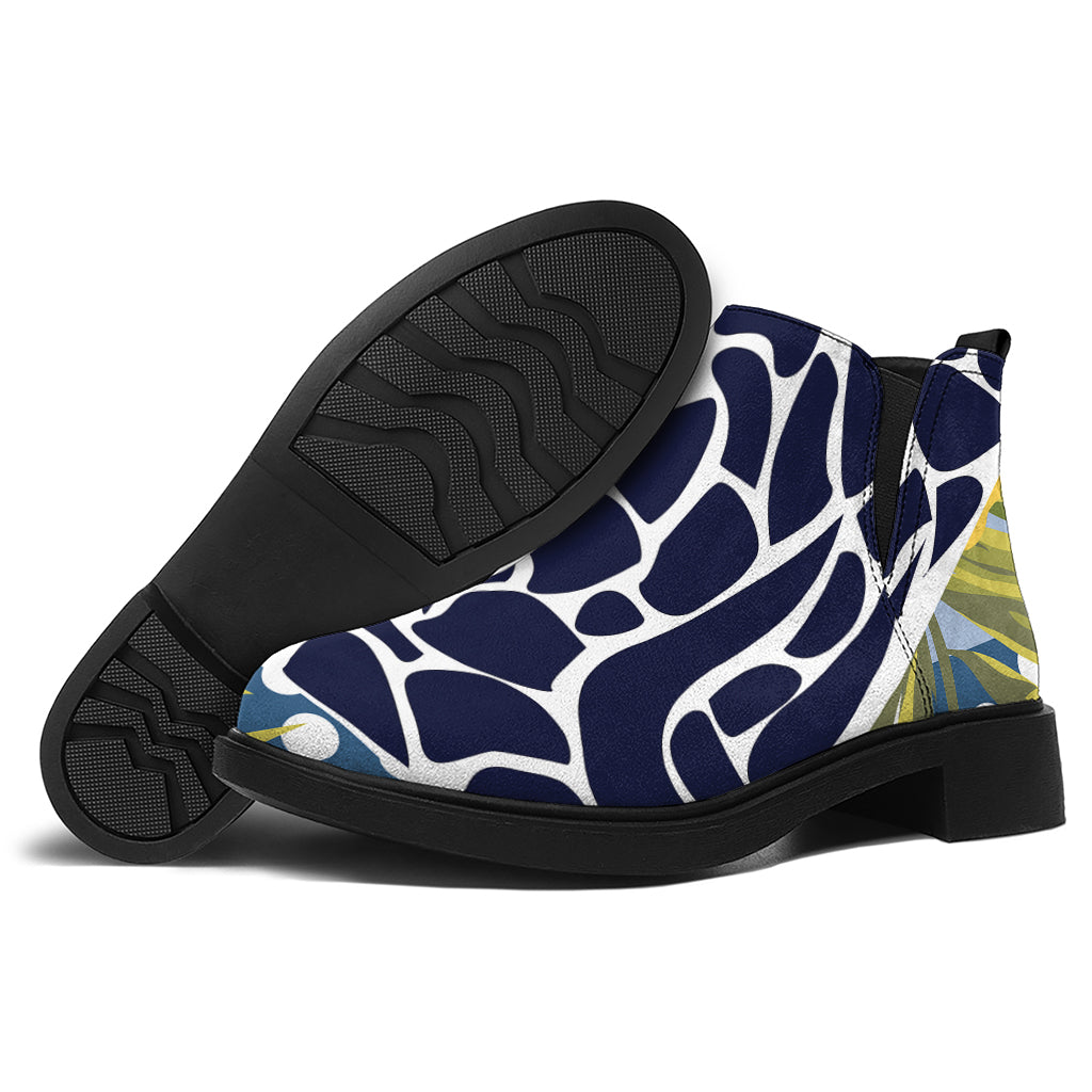 Exotic Patchwork Pattern Print Flat Ankle Boots