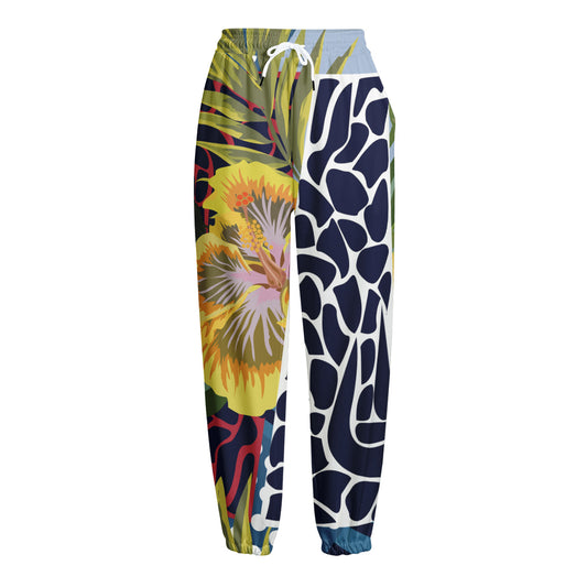Exotic Patchwork Pattern Print Fleece Lined Knit Pants