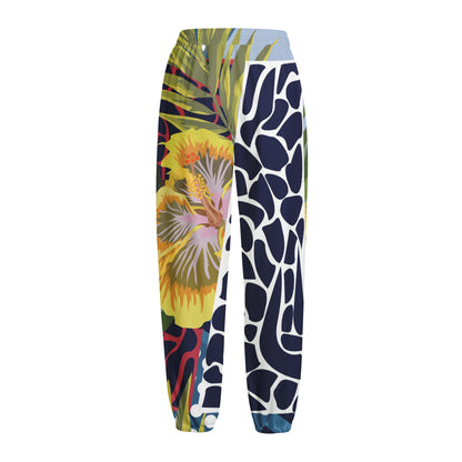 Exotic Patchwork Pattern Print Fleece Lined Knit Pants