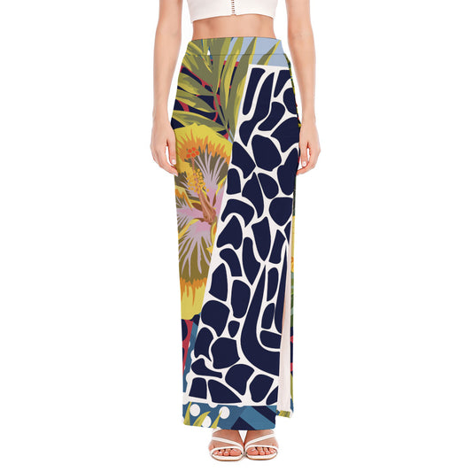 Exotic Patchwork Pattern Print High Slit Maxi Skirt