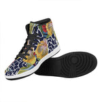 Exotic Patchwork Pattern Print High Top Leather Sneakers