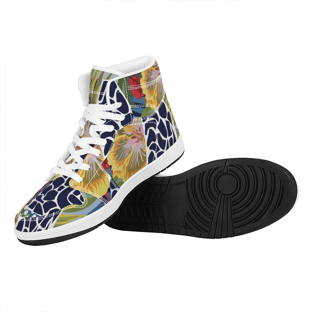 Exotic Patchwork Pattern Print High Top Leather Sneakers