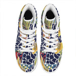 Exotic Patchwork Pattern Print High Top Leather Sneakers