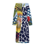 Exotic Patchwork Pattern Print Hooded Bathrobe