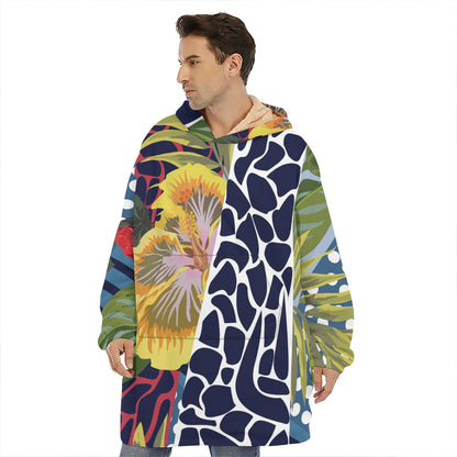 Exotic Patchwork Pattern Print Hoodie Blanket