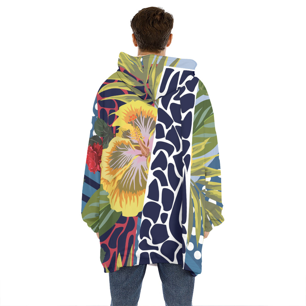 Exotic Patchwork Pattern Print Hoodie Blanket