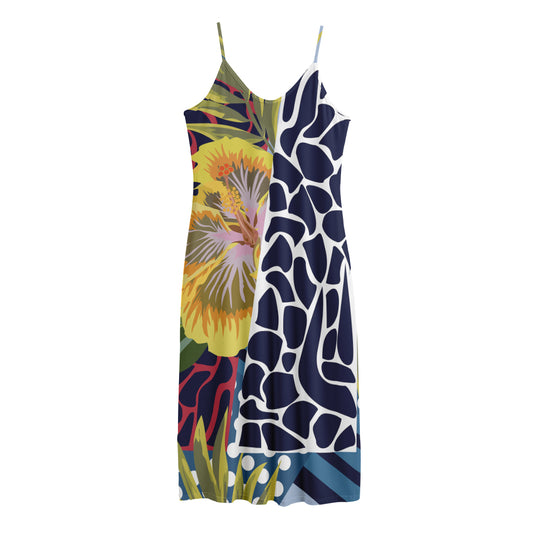 Exotic Patchwork Pattern Print Jersey Midi Cami Dress