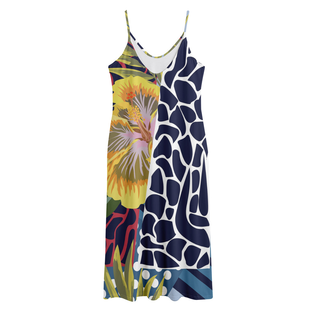 Exotic Patchwork Pattern Print Jersey Midi Cami Dress