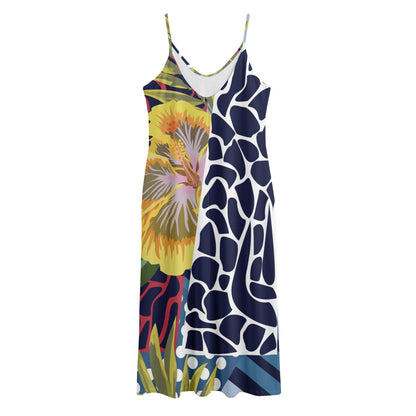 Exotic Patchwork Pattern Print Jersey Midi Cami Dress
