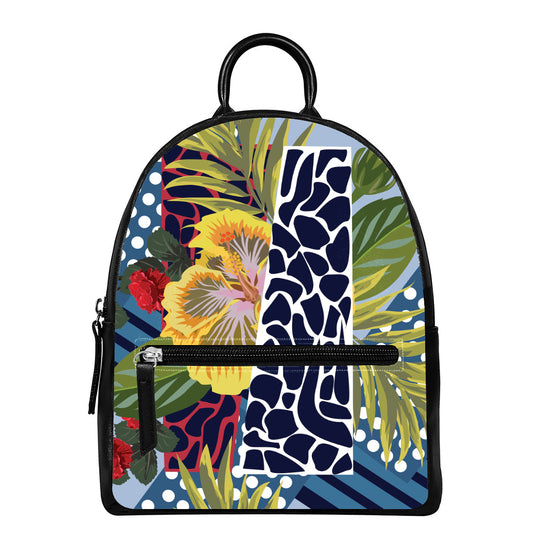 Exotic Patchwork Pattern Print Leather Backpack