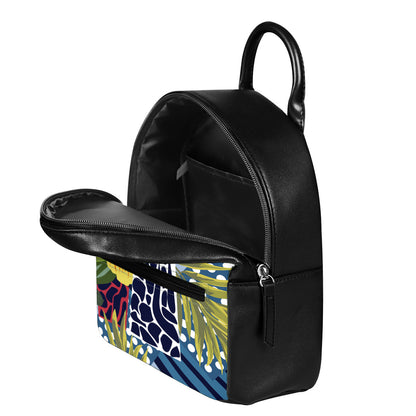 Exotic Patchwork Pattern Print Leather Backpack