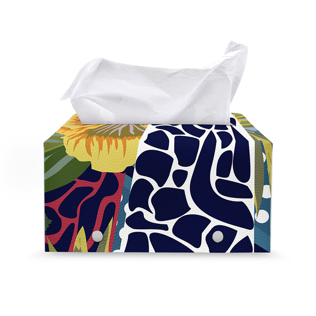 Exotic Patchwork Pattern Print Leather Tissue Box Cover