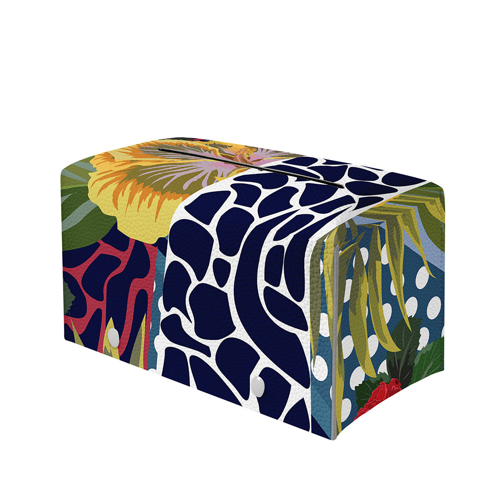 Exotic Patchwork Pattern Print Leather Tissue Box Cover