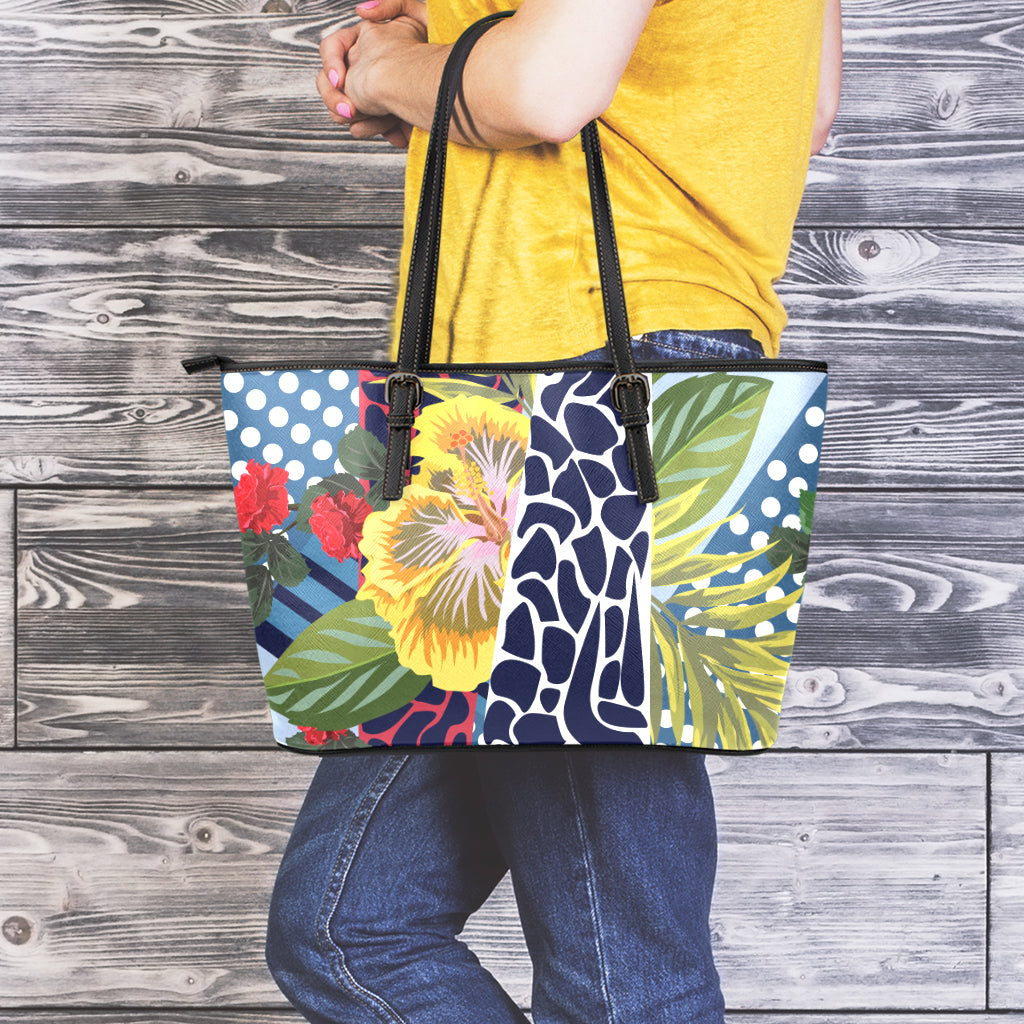 Exotic Patchwork Pattern Print Leather Tote Bag