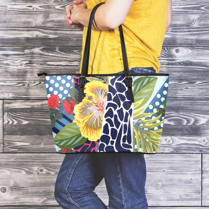 Exotic Patchwork Pattern Print Leather Tote Bag