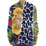 Exotic Patchwork Pattern Print Long Sleeve Baseball Jersey