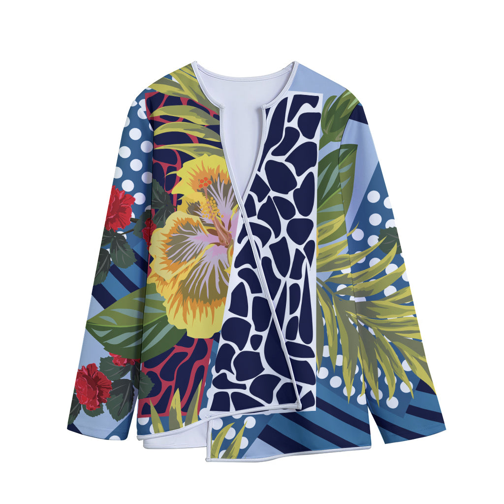 Exotic Patchwork Pattern Print Long Sleeve Short Coat