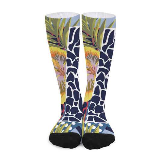 Exotic Patchwork Pattern Print Long Socks