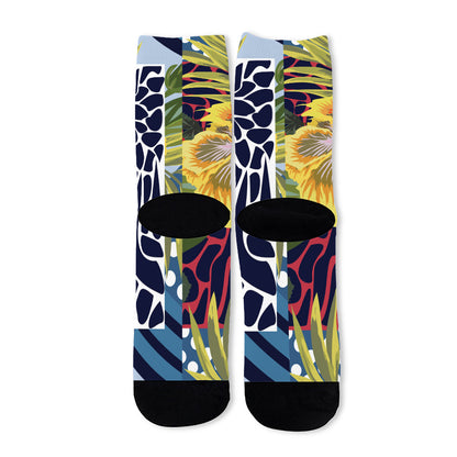 Exotic Patchwork Pattern Print Long Socks