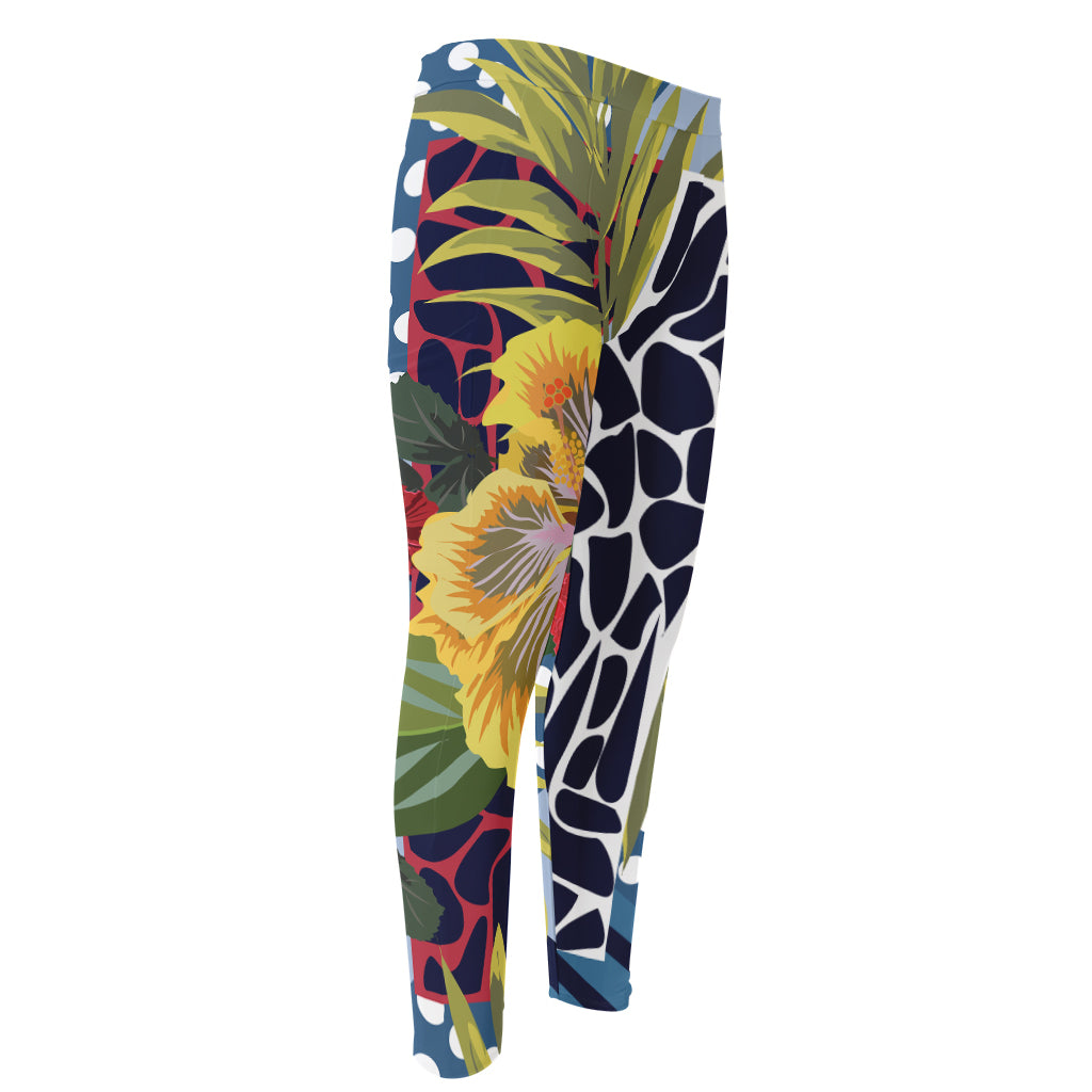 Exotic Patchwork Pattern Print Men's Compression Pants