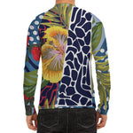 Exotic Patchwork Pattern Print Men's Long Sleeve Rash Guard