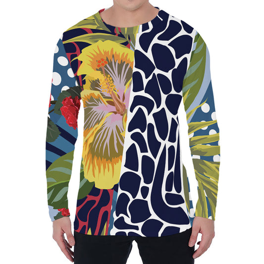Exotic Patchwork Pattern Print Men's Long Sleeve T-Shirt