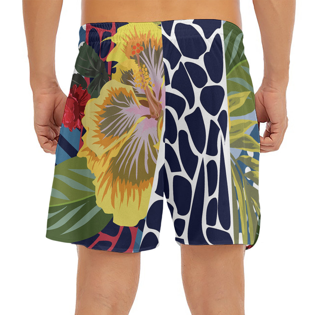 Exotic Patchwork Pattern Print Men's Split Running Shorts