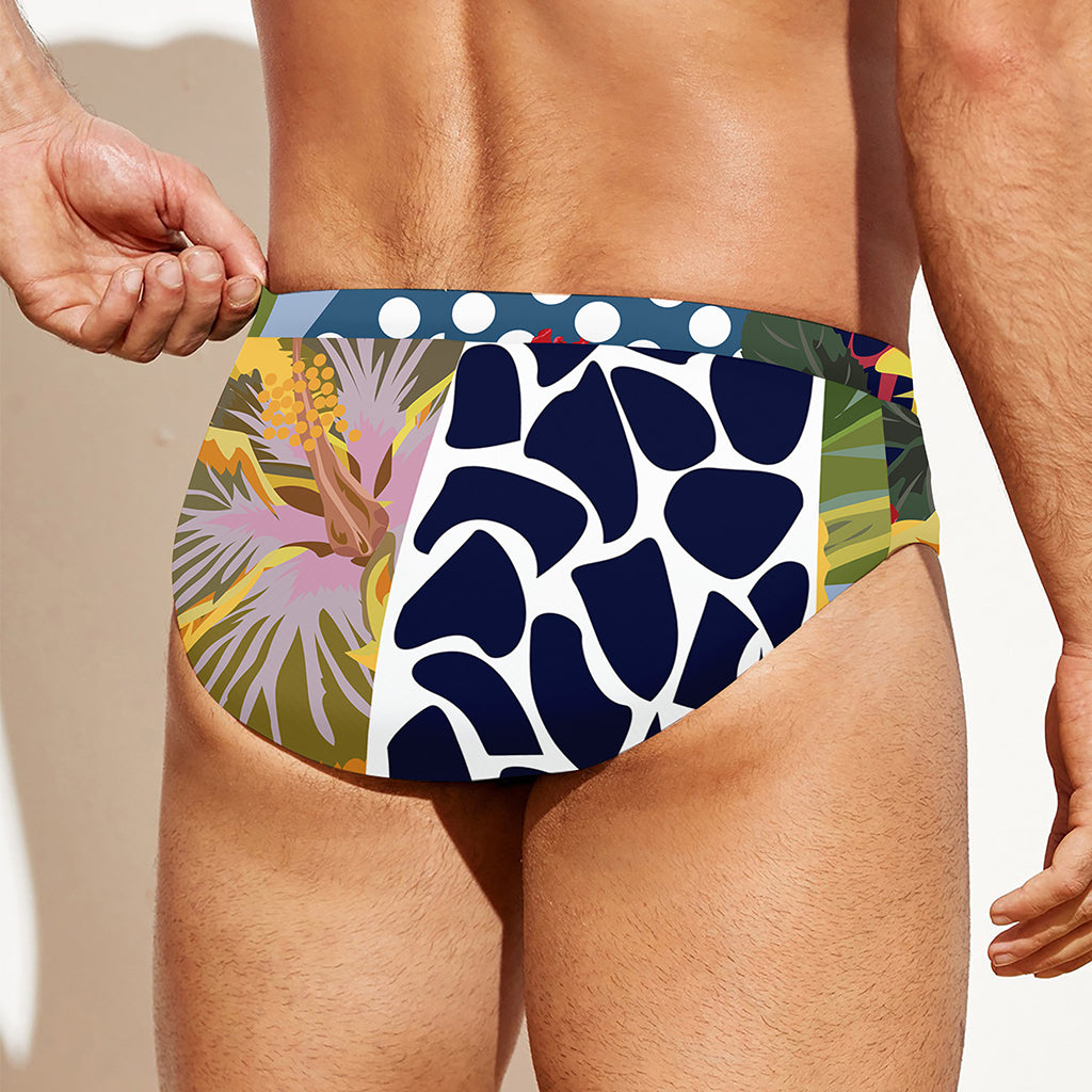 Exotic Patchwork Pattern Print Men's Swim Briefs
