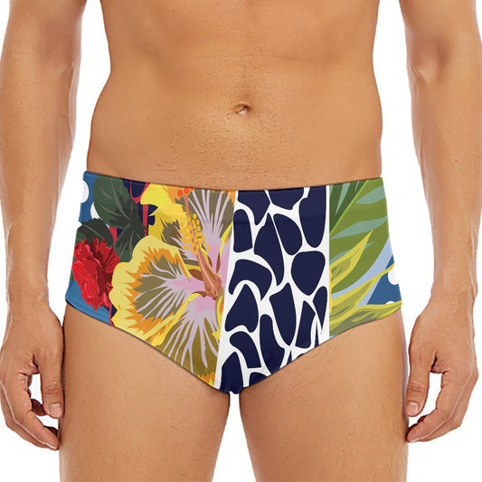 Exotic Patchwork Pattern Print Men's Triangle Swim Briefs