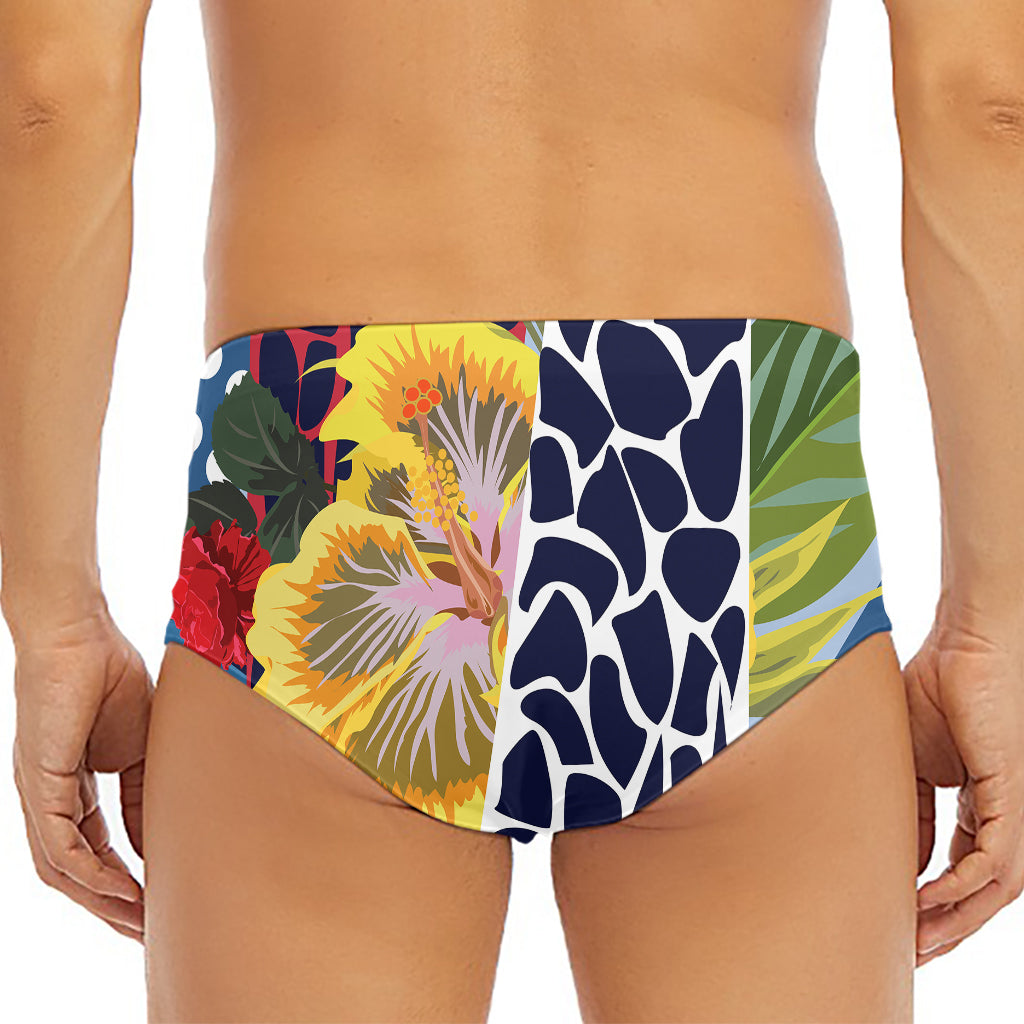 Exotic Patchwork Pattern Print Men's Triangle Swim Briefs
