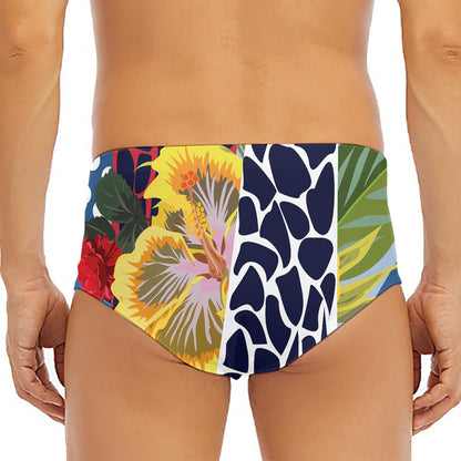 Exotic Patchwork Pattern Print Men's Triangle Swim Briefs
