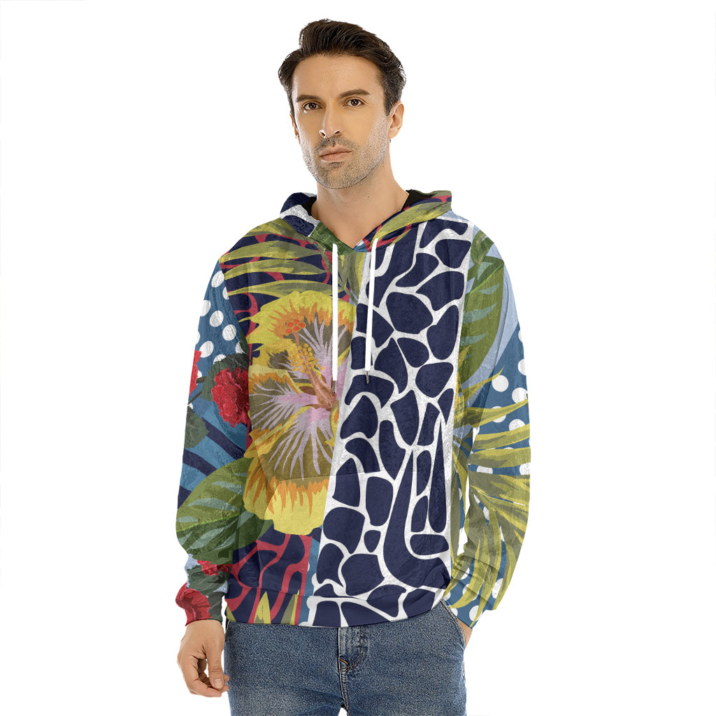 Exotic Patchwork Pattern Print Men's Velvet Pullover Hoodie