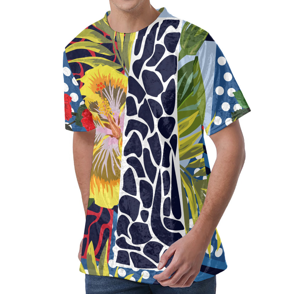 Exotic Patchwork Pattern Print Men's Velvet T-Shirt