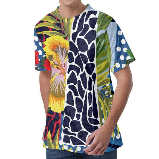 Exotic Patchwork Pattern Print Men's Velvet T-Shirt