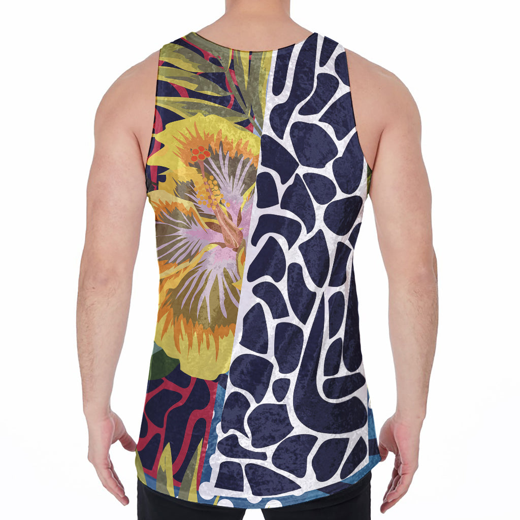 Exotic Patchwork Pattern Print Men's Velvet Tank Top