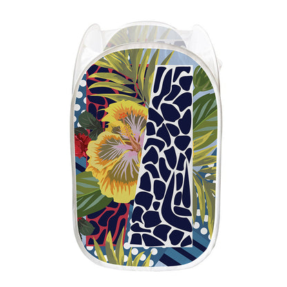Exotic Patchwork Pattern Print Mesh Laundry Hamper