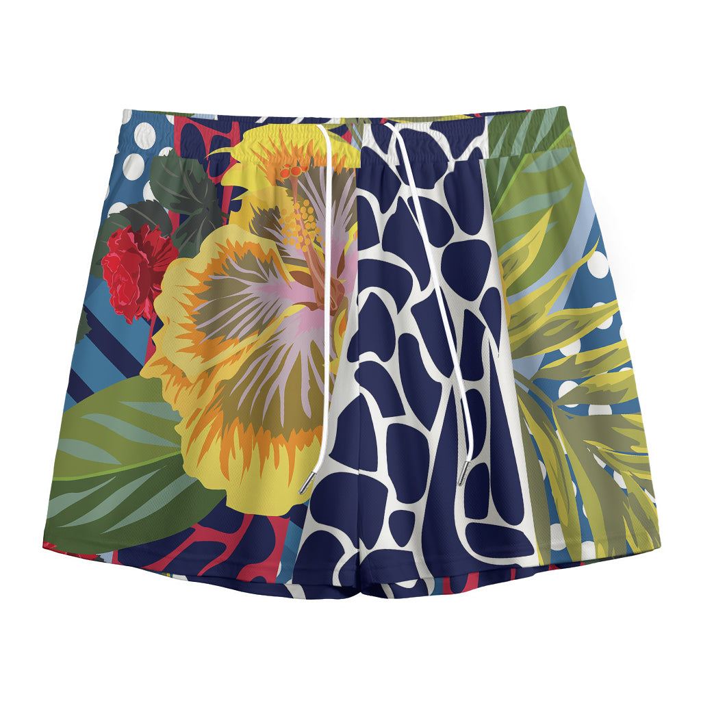Exotic Patchwork Pattern Print Mesh Shorts
