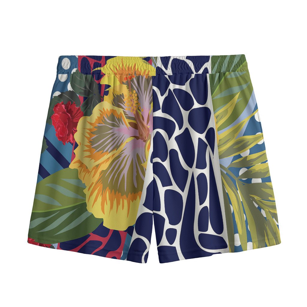 Exotic Patchwork Pattern Print Mesh Shorts