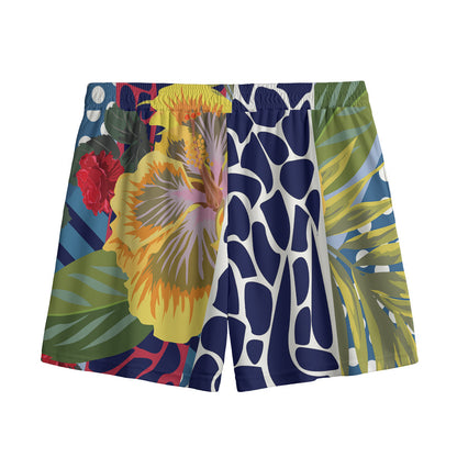 Exotic Patchwork Pattern Print Mesh Shorts