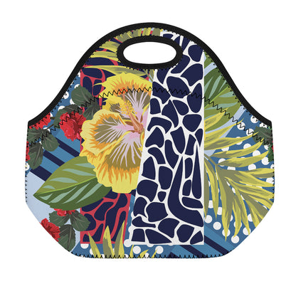 Exotic Patchwork Pattern Print Neoprene Lunch Bag