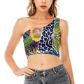 Exotic Patchwork Pattern Print One Shoulder Crop Top